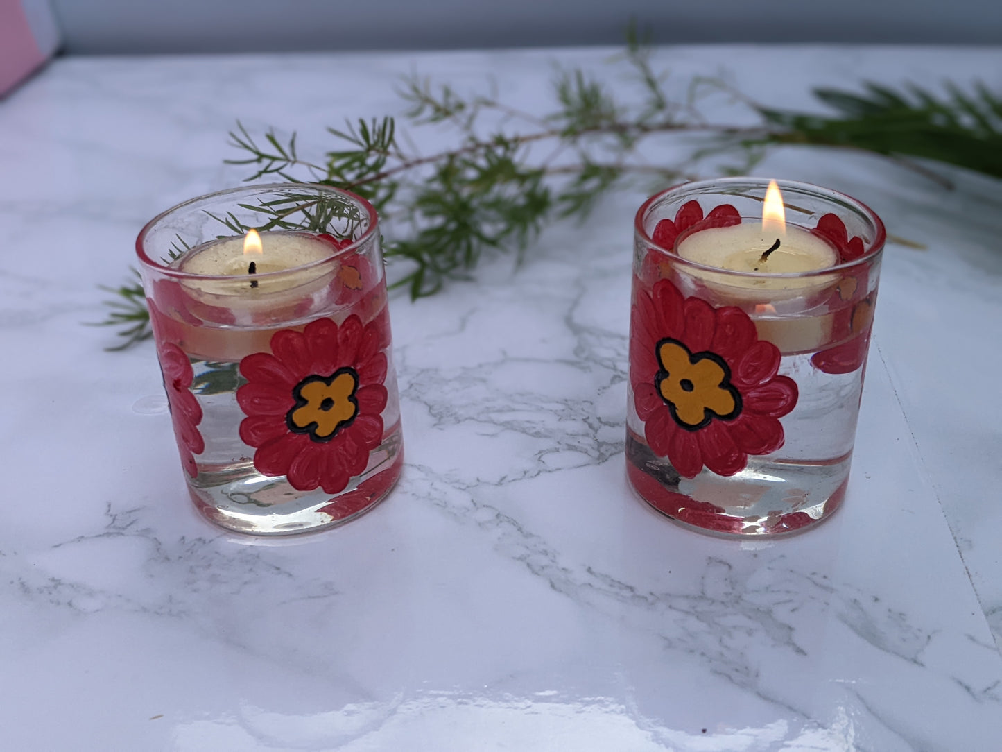Blossom Glow Hand-Painted Tealight Holder