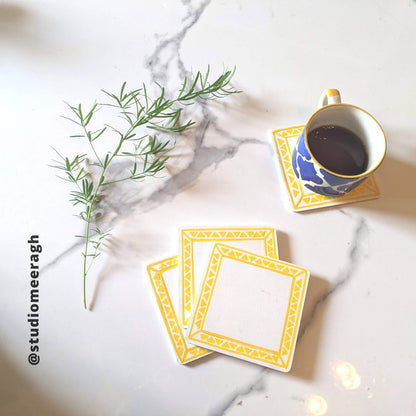 White and Yellow Triangle Coasters