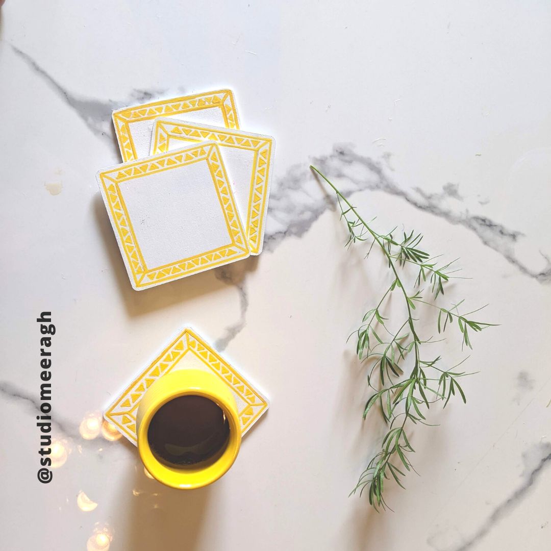 White and Yellow Triangle Coasters