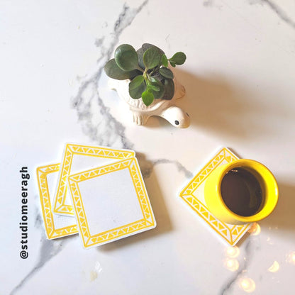 White and Yellow Triangle Coasters