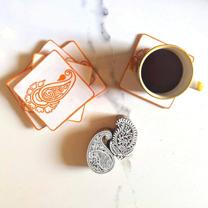 Tangerine Paisley Coasters