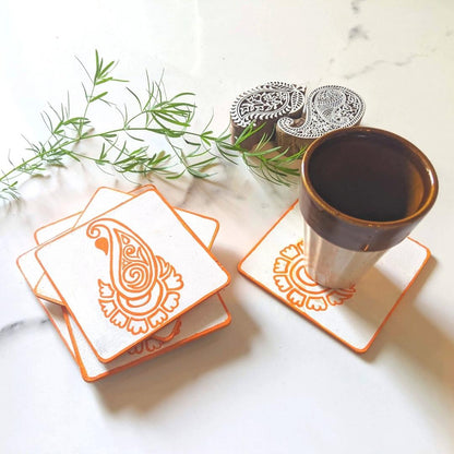 Tangerine Paisley Coasters