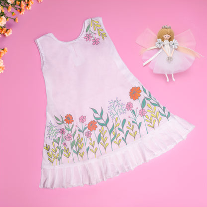 Ivory Bloom Kids' Handpainted Frock