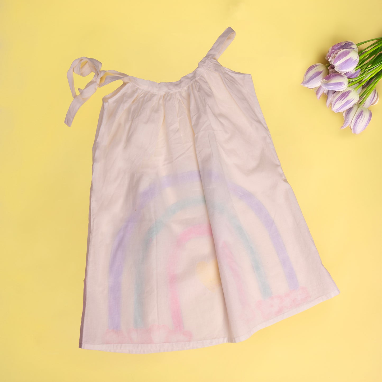 Rainbow Gleam Kids' Handpainted Frock