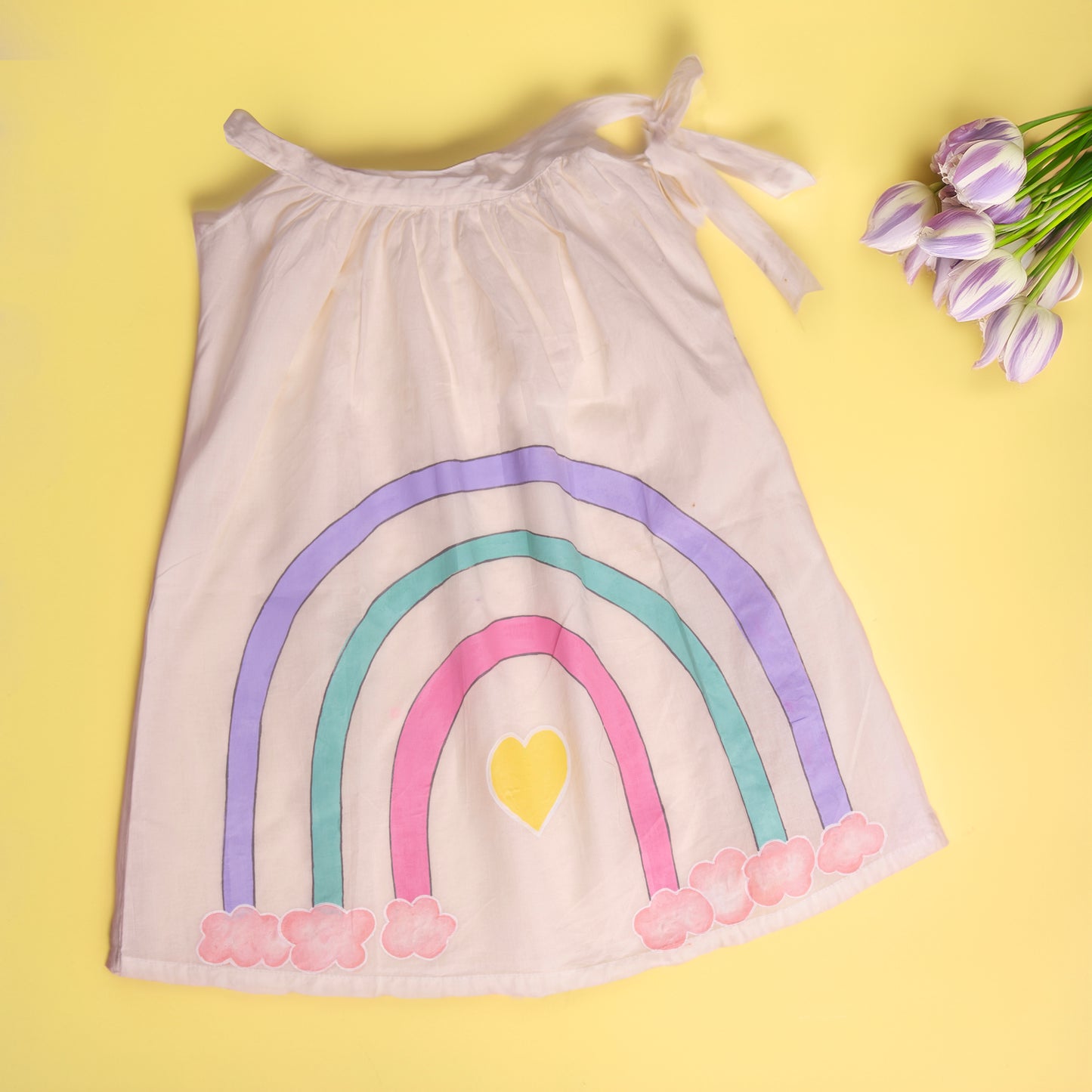 Rainbow Gleam Kids' Handpainted Frock